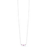 18ct White Gold Rub Set Round Cut Pink Sapphire and Diamond Necklace