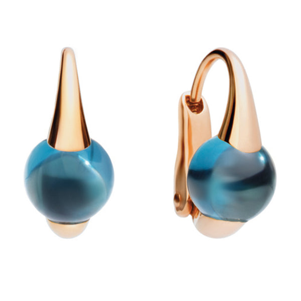 Pomellato M'Ama Non M'Ama 18ct Rose Gold London Blue Topaz Drop Earrings with a Hook Fitting