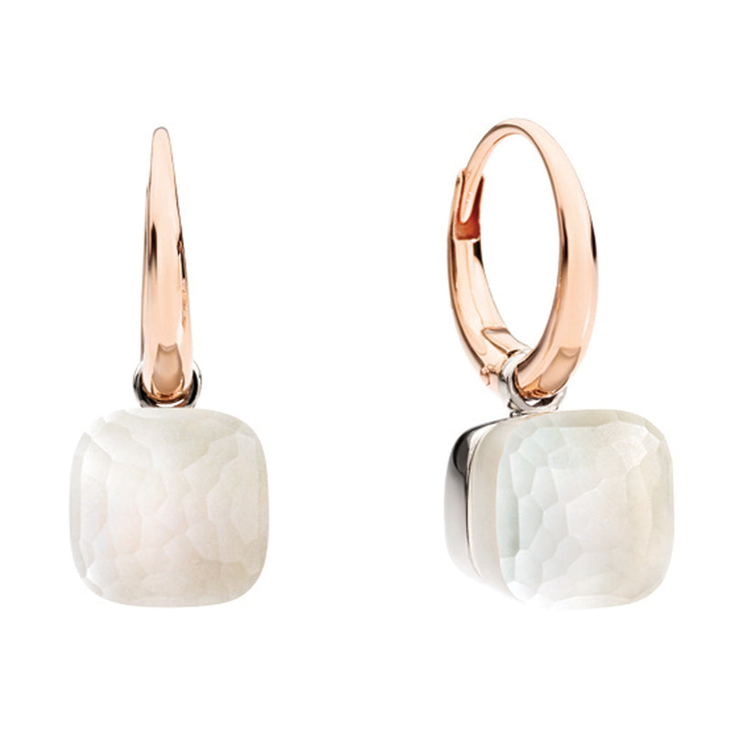 Pomellato Nudo Gelè 18ct Rose and White Gold White Topaz and Mother of Pearl Drop Earrings