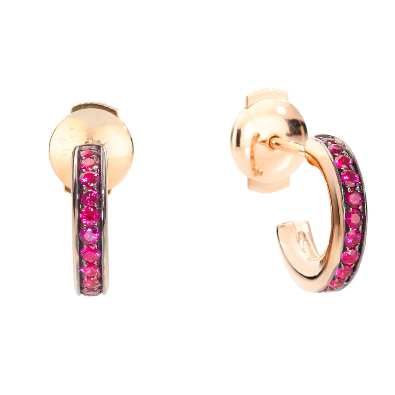 Pomellato Together 18ct Rose Gold Ruby Half Hoop Earrings