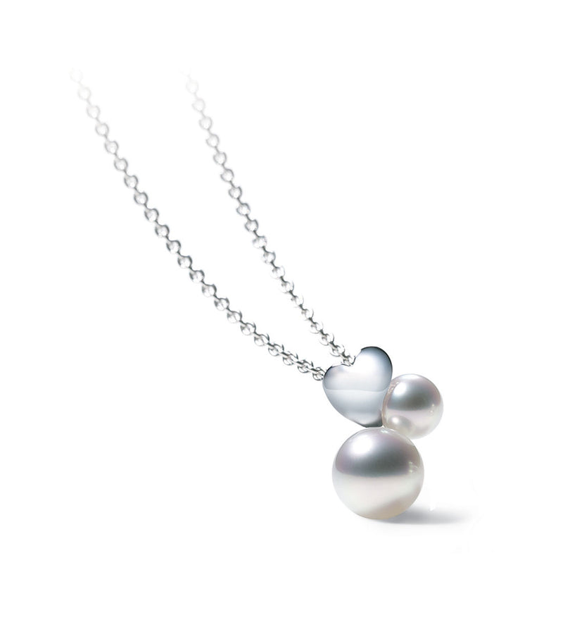 Mikimoto Precious Heart 18ct White Gold Akoya Cultured Pearl Pendant and Chain