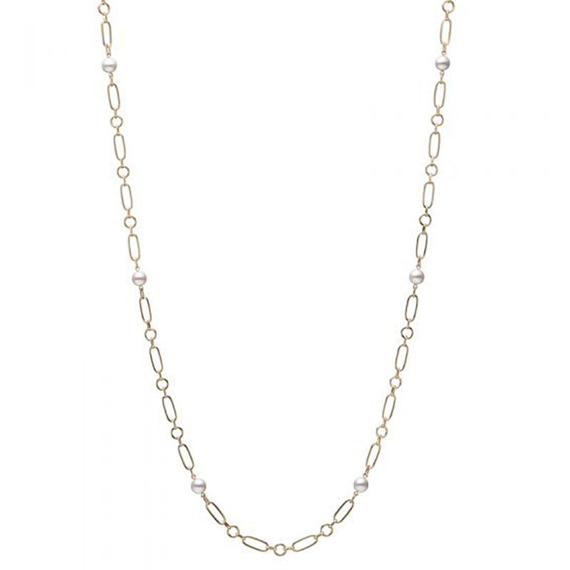 Mikimoto M Code 18ct Yellow Gold Akoya Cultured Pearl Link Necklace