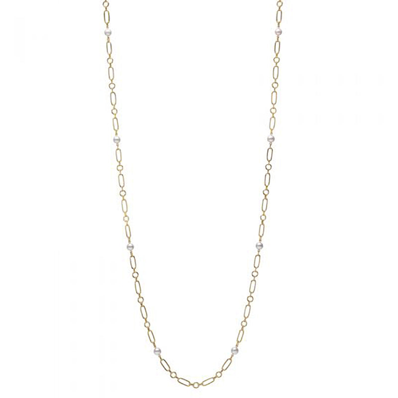 Mikimoto M Code 18ct Yellow Gold Akoya Cultured Pearl Link Necklace