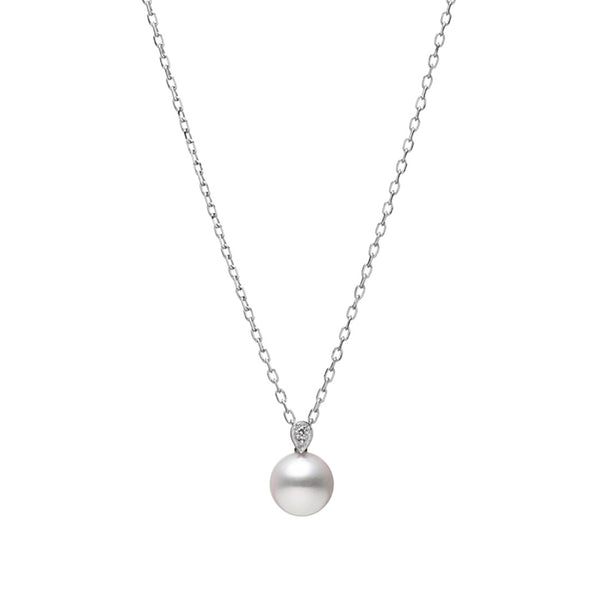 Mikimoto Classic 18ct White Gold Akoya Cultured Pearl and Diamond Pendant and Chain