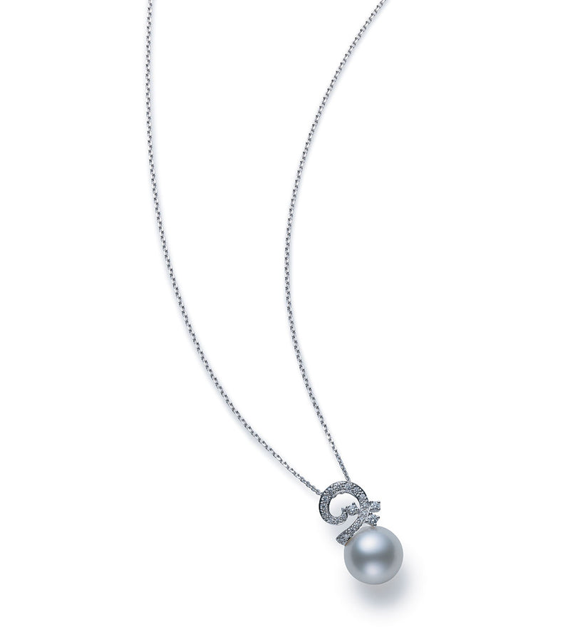 Mikimoto Wonderland 18ct White Gold South Sea Cultured Pearl and Diamond Pendant and Chain
