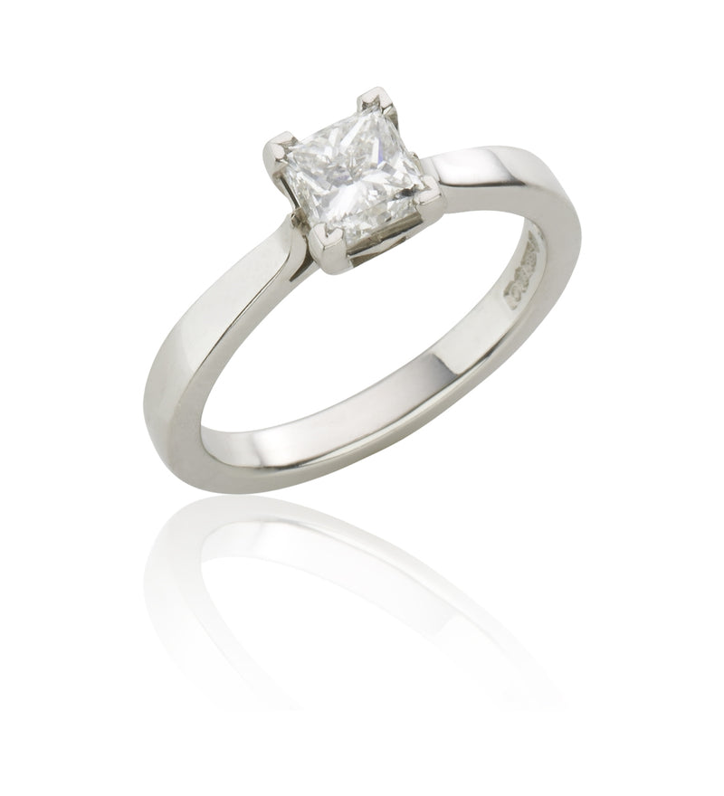 Victoria Platinum Single Stone Princess Cut Diamond Ring