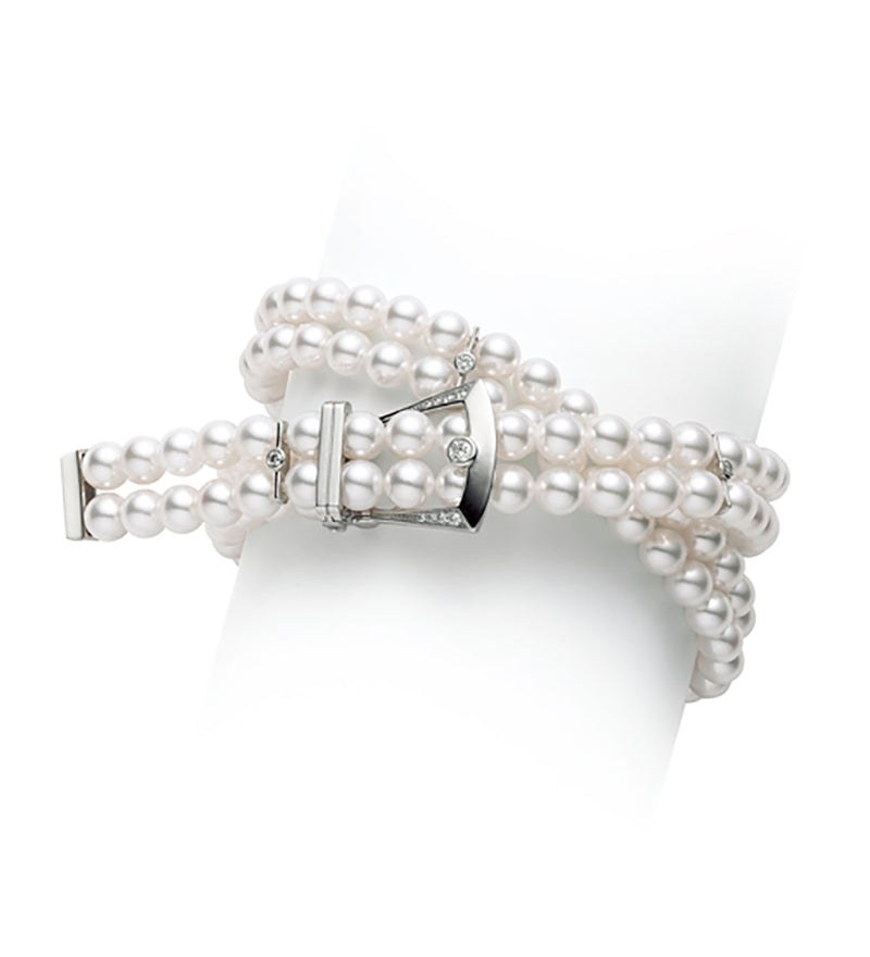 Mikimoto Classic 18ct White Gold Akoya Cultured Pearl and Diamond Bracelet